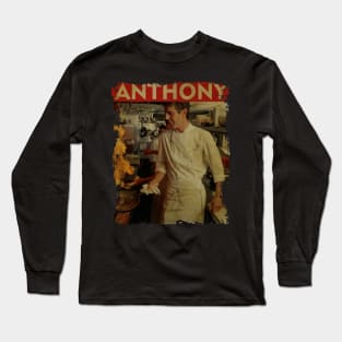 TEXTURE ART- Anthony Bourdain - RETRO STYLE Long Sleeve T-Shirt
